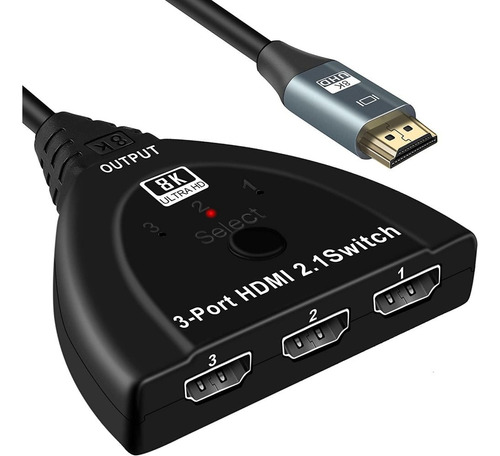 Conmutador Pigtail Compatible Con Hdmi De 3 Entradas Y 1 Sal