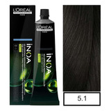  Tintura Permanente Sin Amoníaco Loreal Inoa 5.1 Tono Castaño Claro Ceniza 5.1