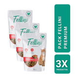 Pack 3 Alimento Humedo Para Gatos Pollo En Salsa85gr Fellini
