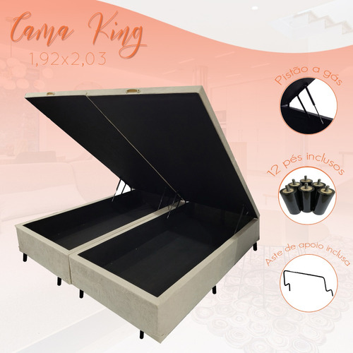 Cama Box Bau King Size 1,93 X 2,03 Com 30 Cm De Profundidade