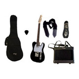 Combo Guitarra Electrica Parquer Telecaster Negra Ampli 5w