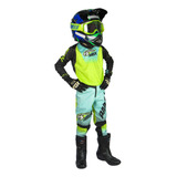 Conjunto Infantil Motocross/trilha/bike Verde Neon Preto