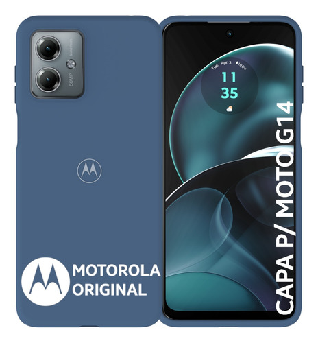 Capa Protetora Original Motorola Anti Impacto G14 Azul Esc