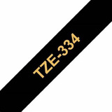 Cinta Brother Tze-334 Dorado Sobre Negro 12mm X 8mts