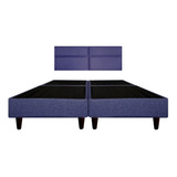 Recamara Base Cama Box Cabecera Cairo Azul King Size