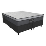 Gazin Maximus Cama Box Casal Queen Colchão Molas Ensacadas 158x198x62cm Cinza Preto