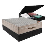 Cama Box Molas Ensacadas Com Baú Cinza Queen Airtech Ortobom Cor Preto