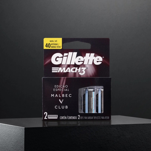 Refil Carga De Barbear Gillette Mach 3 Malbec Club - 2un.