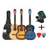 Guitarra Criolla Alta Gama Color + Afinador + Funda +  Puas 