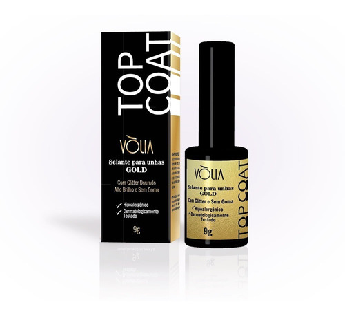 Topcoat Selante Vòlia - Gold ( Glitter Dourado ) Para Unhas