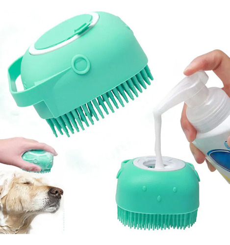 Cepillo De Baño Para Mascotas, Dispensador De Champú Para Perros Y Gatos, Color Verde