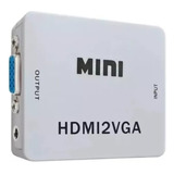 Mini Adaptador Conversor Hdmi P/ Vga Transmite Áudio E Adap Cor Branco