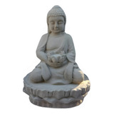 Estatua Buda Menino Flor De Lotus De Cimento Para Jardim 