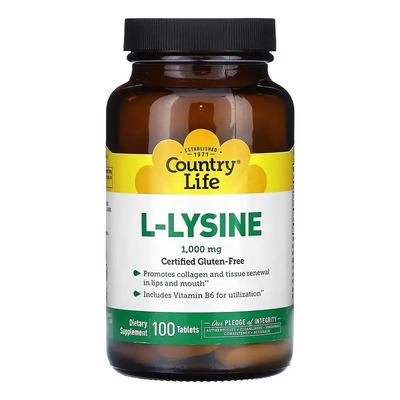 Country Life L Lisine L Lisina 1000 Mg 100 Tabletas Sabor Sin Sabor