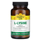 Country Life L Lisine L Lisina 1000 Mg 100 Tabletas Sabor Sin Sabor