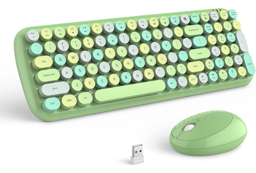 Moffi Combo Teclado Y Mouse Retro Color Verde