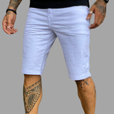 Bermuda Masculina Branca Jeans Sarja Color Brim Slim 2023