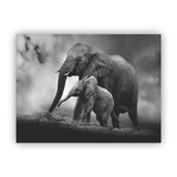 Quadro Decorativo Animal Selvagem Elefante Família 120x90