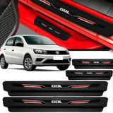 Kit Soleira Protetor Porta Sport Vw Gol - Preto Vermelho