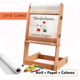 Pizarra Infantil Atril + Colores + Rollo Papel 