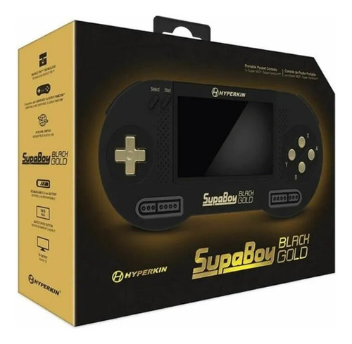Console Portátil Supaboy Black Gold Compatível Snes Famicom