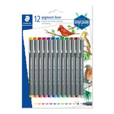 12 Estilógrafos De Colores Desechables Staedtler Arte 0.5mm