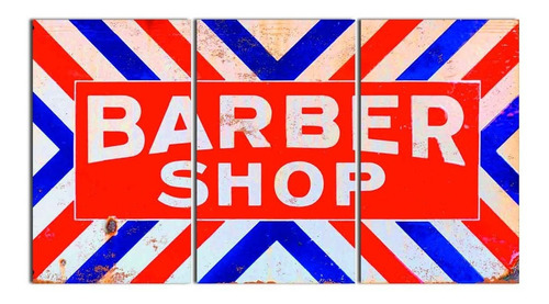 Quadro Mosaico Barbearia Barber Shop Salão - 3 Placas 90 Cm 