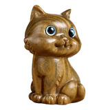 Presente De Artesanato Em Escultura Em Madeira Mini Cute Cat