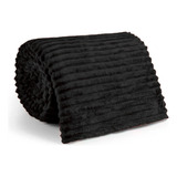 Cobertor Manta Casal Canelada Preta Grossa Veludo Toque Macio Muito Quente Para O Inverno Casa Laura Enxovais