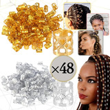 48 Anillos Cuffs Adornos Para Trenzas Rastas Plateado Dorado