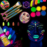 Set Básico De Maquillajes Pigmentos Esmaltes Rimel 4d Neon