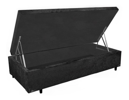 Cama Box Baú Solteiro Suede Preto 88x188x35