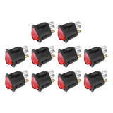 10pcs Interruptor Basculante Grande Redondo 3pin Luz Roja Ut