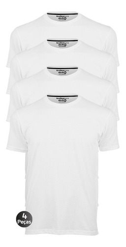 Kit 4 Camisetas Masculinas Básica Lisa Slim Algodão Premium