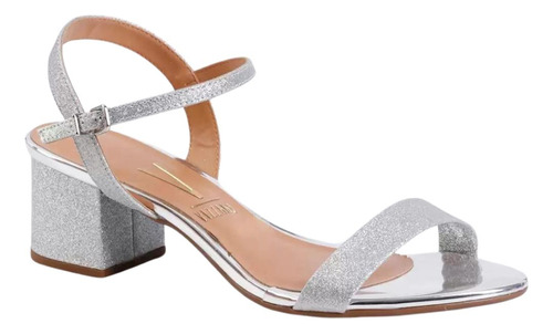 Sandalia Feminina Vizzano Shine Glitter Prata