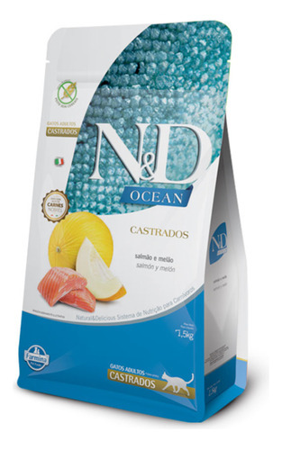 N&d Ocean Gato Castrado Salmon Y Melon 7,5kg