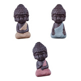 Conjunto De 3 De Buda Escultura Estátua Decoração Bandeja