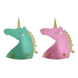 Gancho Infantil Parede Madeira Unicornio Decorativo 30cm Cor Rosa-claro