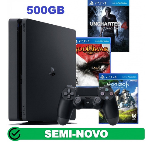 Playstation 4 Slim 500gb - Ps4 Slim 500gb + 3 Jogos Físicos