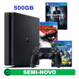 Playstation 4 Slim 500gb - Ps4 Slim 500gb + 3 Jogos Físicos