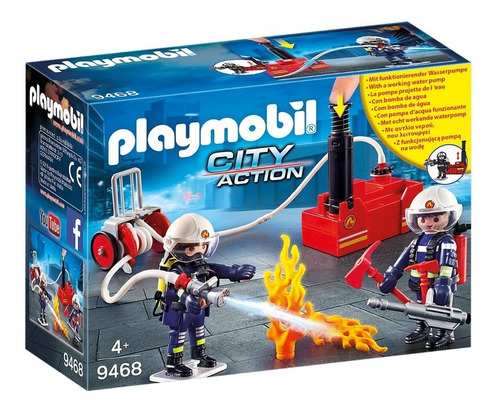 Bomberos Playmobil Con Bomba De Agua Real - 9468