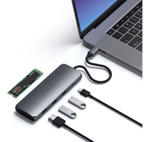 Satechi Adaptador Multipuerto Híbrido Usb-c: Se Adapta A Ssd