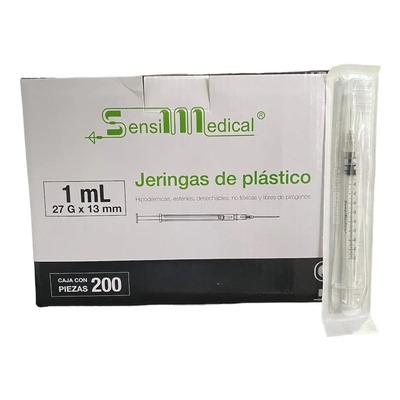 200 Jeringas Con Aguja Removible Simedical 27g X 13mm 1ml Capacidad en volumen 1 mL | Meses sin interés