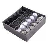 Caja Organizador De Ropa Interior Calcetin Plegable 24 Hueco Color Gris