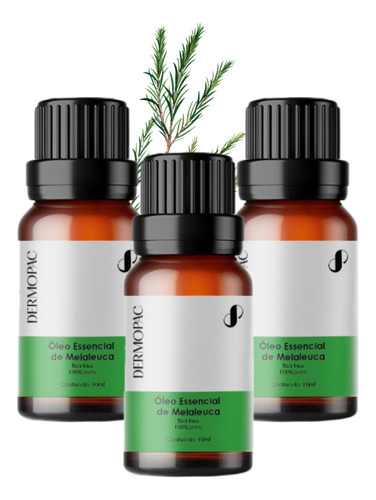 Kit 3un Oleo Essencial De Melaleuca Tea Tree 100% Puro 10ml