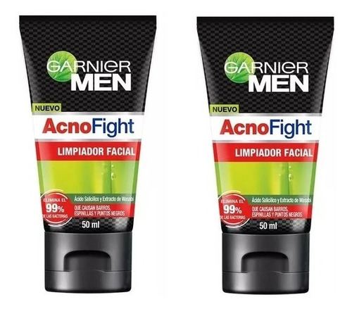 2pack Garnier Men Acno Fight Limpiador Facial Acido Salicili