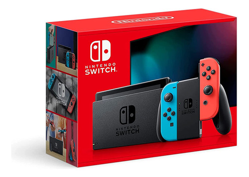 Nintendo Switch Con Joycon Azul Neón Y Rojo Neón