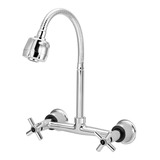 Torneira Misturador Cozinha De Parede Gourmet Luxo 1/4v Cor Prateado