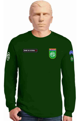 Camiseta Tiro De Guerra Exército Militar Manga Longa Alusiva