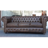 Sofa Chester Chesterfild 3 Cuerpos En Símil Cuero Smootch 